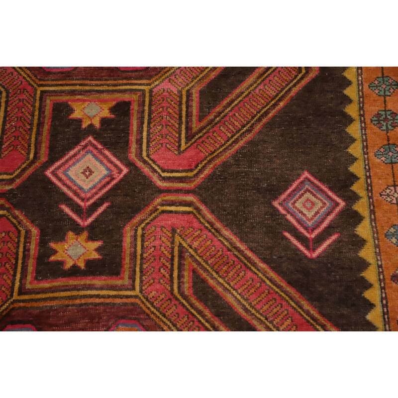Hand Knotted Oriental 100% Wool Carpet Traditional Tribal Brown Ardebil Runner Rug - 9' 5'' X 3' 10''