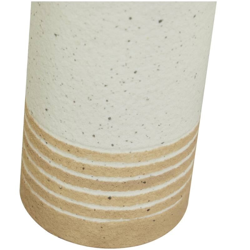 White or Blue Metal Striped Pillar Decorative Candle Holder (Set of 3)