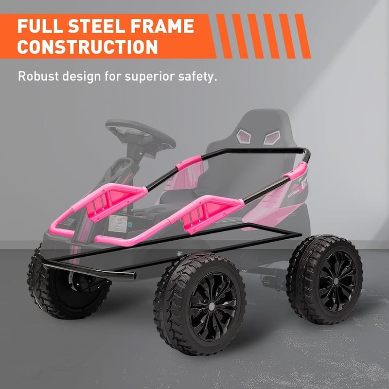 24V Ride On Toys for Big Kids, 4 Eva Wheels Utv