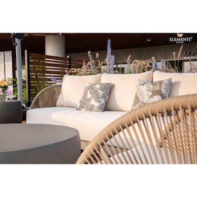 Elementi Malibu Outdoor Aluminum 3-Seat Sofa with Sunbrella® Cushions