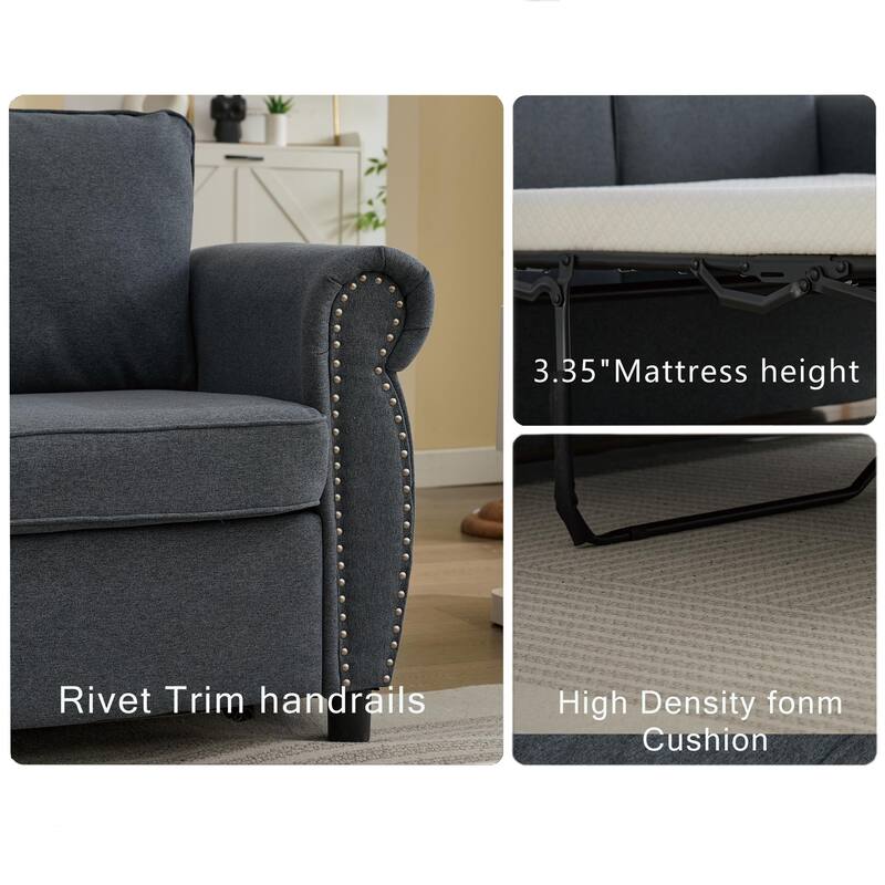 81.5" Convertible Sleeper Couch with Pull Out Bed,3 Seater Sofa Bed