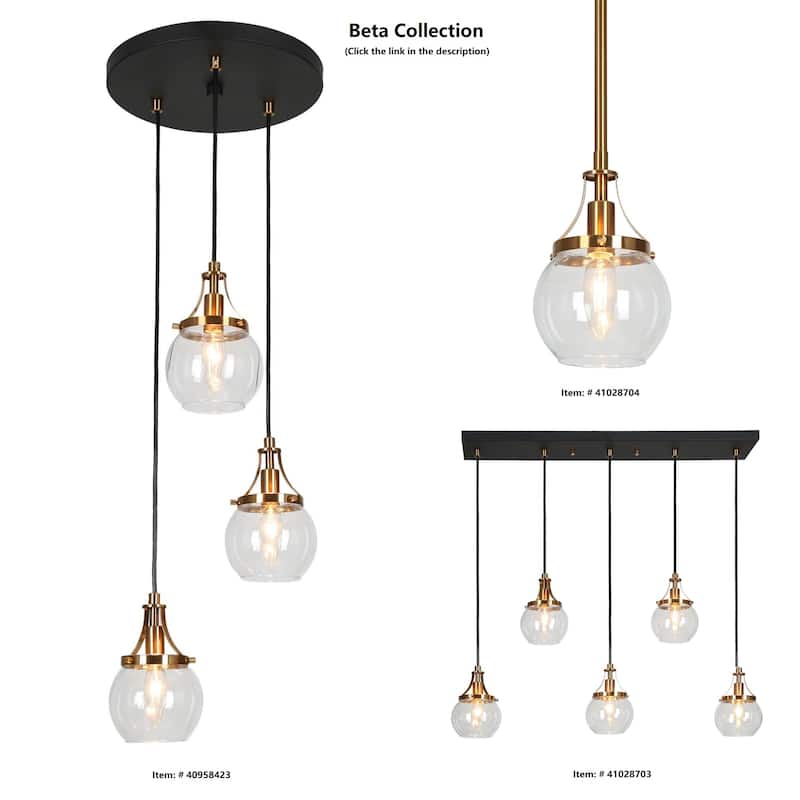 Beta Modern 3-Light Gold Black Orb Glass Cluster Pendant Light for Kitchen Island