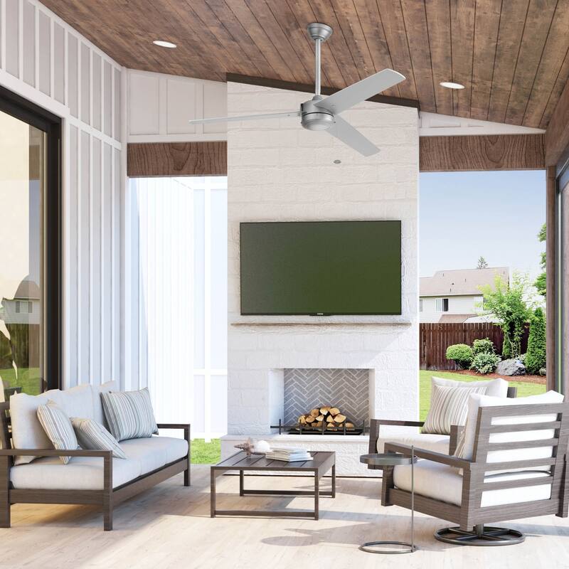 52" Prominence Home Tenant Contemporary Indoor Outdoor Ceiling Fan, No Light, Pull Chain, Dual Mounting, Dual Finish Blades
