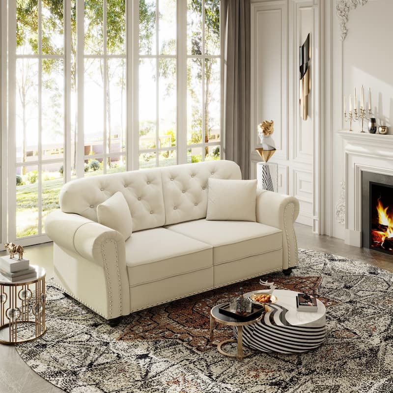 Mid-Century Modern Chesterfield Sofa with Button Tufted