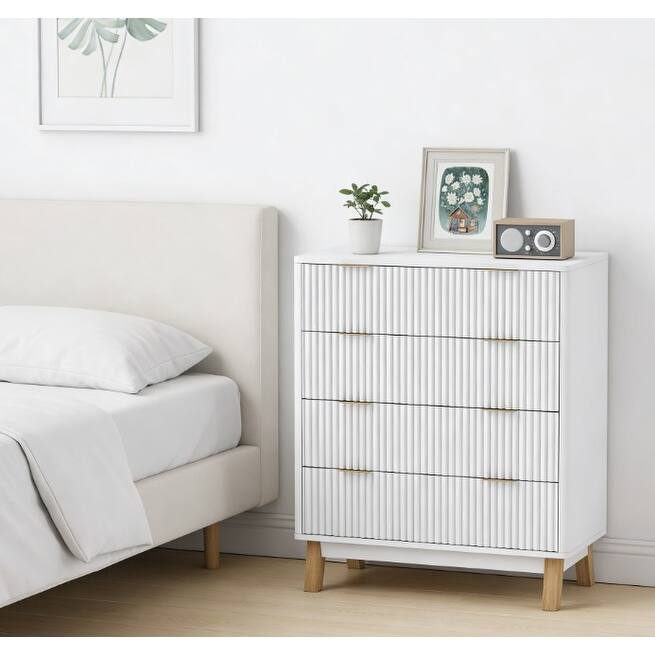 Contemporary Style Closet Dresser, 4 Drawer Double Dresser for Your Home - White