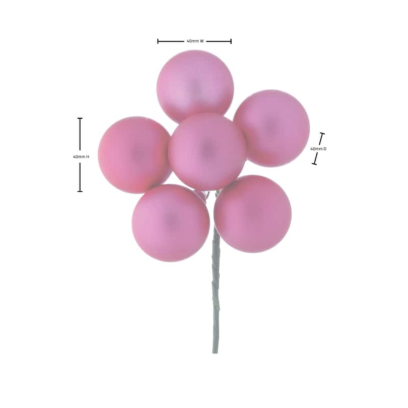 40mm Shatterproof Plastic 6 Bunch Matt Stemball Set of 6