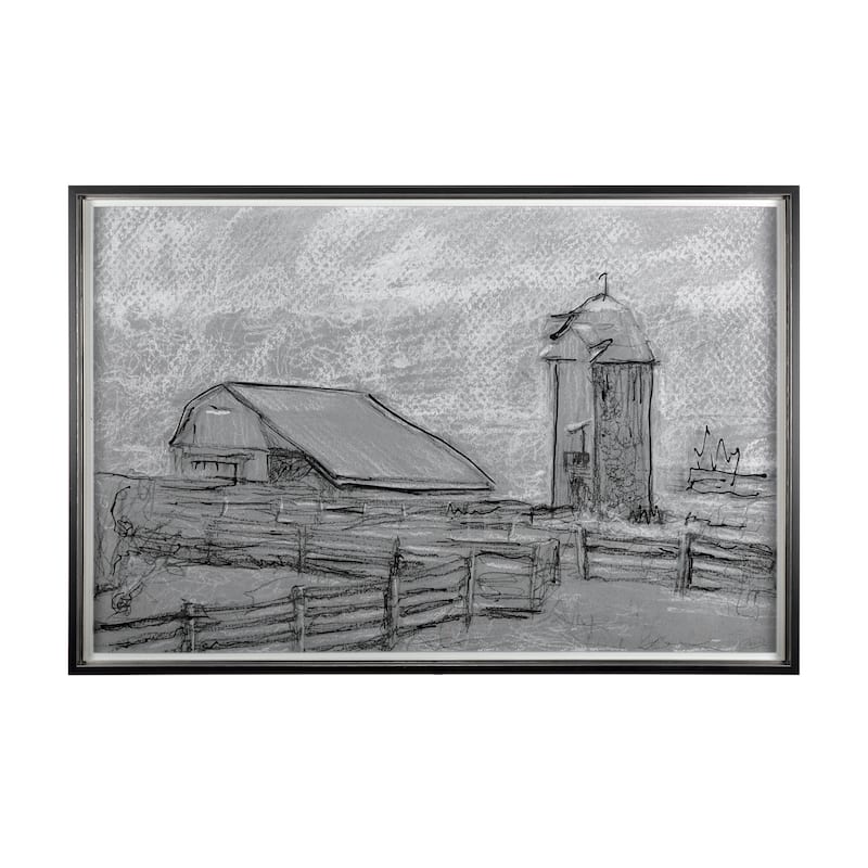 Farm View Sketch II Framed Art Print
