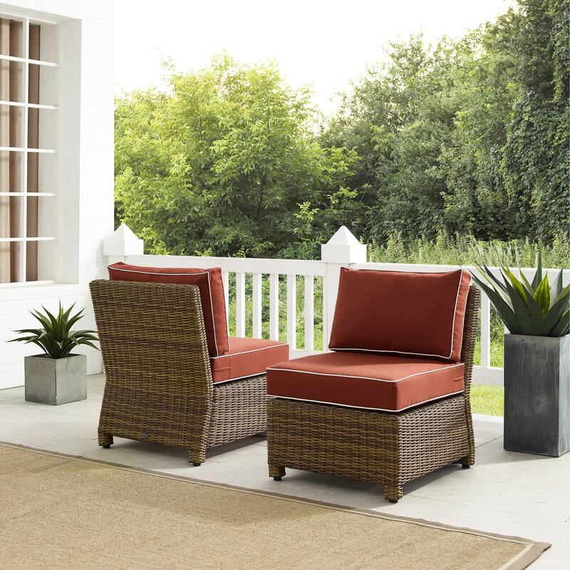 Crosley Bradenton 2Pc Outdoor Wicker Chair Set - Weathered Brown
