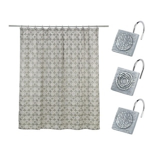 Avanti Galaxy Shower Curtain & Shower Hook Set - Silver - Bed Bath ...