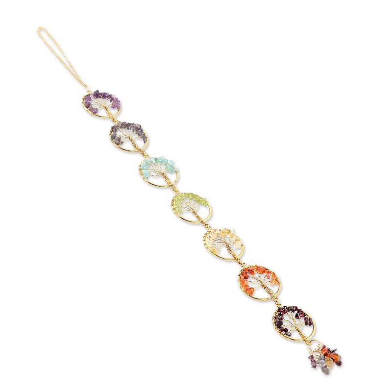 Novica Handmade Yggdrasils Embrace Multi-Gemstone Wall Hanging