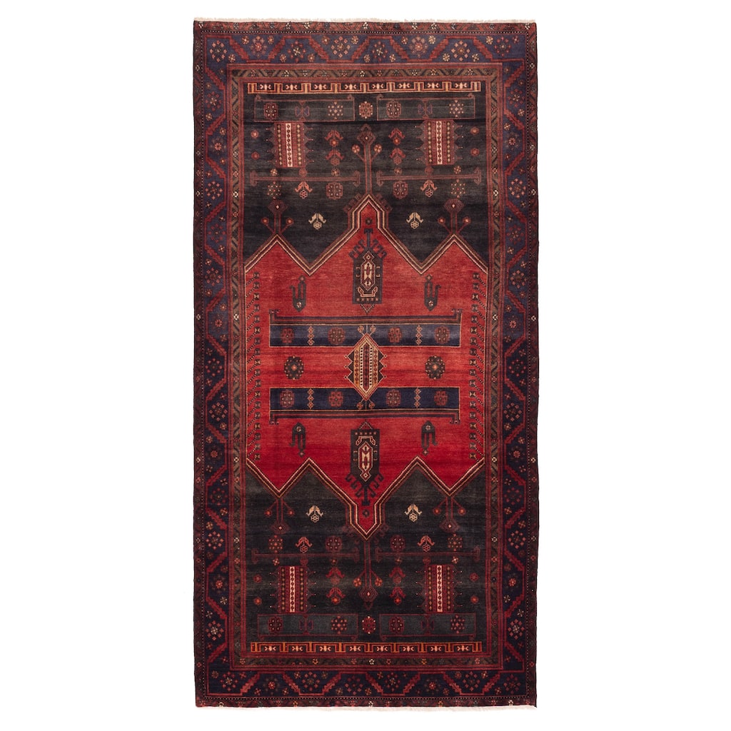 ECARPETGALLERY Hand-knotted Konya Anatolian Black, Red Wool Rug - 4'11 x 10'0