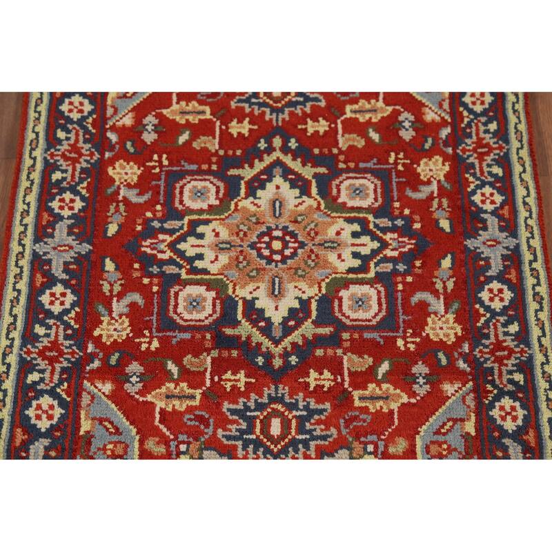 Geometric Heriz Serapi Indian Rug Hand-Knotted Wool Carpet - 2'10"x 5'1"