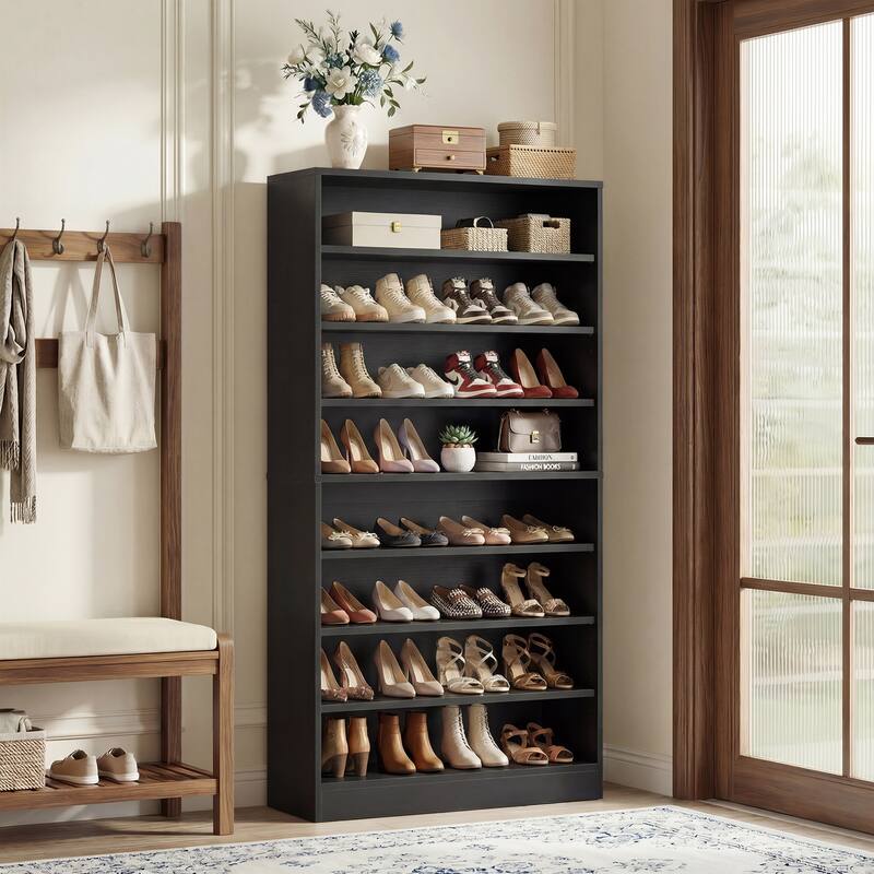 Cimly 45 Pairs Tall Shoe Cabinet, 9-Tier Wooden Shoe Storage Organizer with Adjustable Shelves