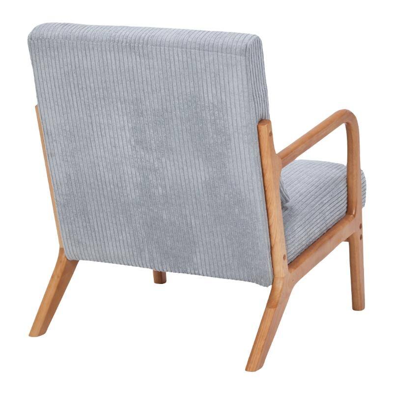 Mid-Century Modern Accent Chair, Upholstered Single Sofa Chair with Pillow, Lounge Armchair with Rubber Wood Frame