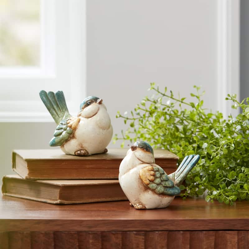 Sitting Birds with Raised Tail Figurines - 3.75" - Set of 6