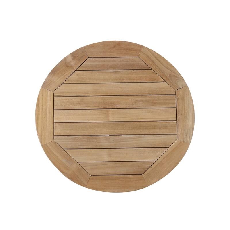 RRI Goods Teak Wood Folding 20-Inch Round Outdoor Coffee Table Perfect for Outdoor Backyard, Front Porch, Balcony