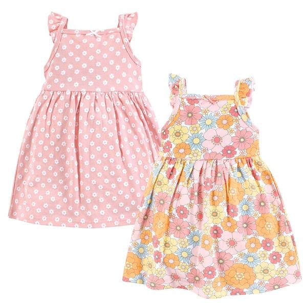 slide 1 of 1, Hudson Baby Girls Cotton Dresses, Peace Love And Flowers, 2T 2T - Peace Love And Flowers