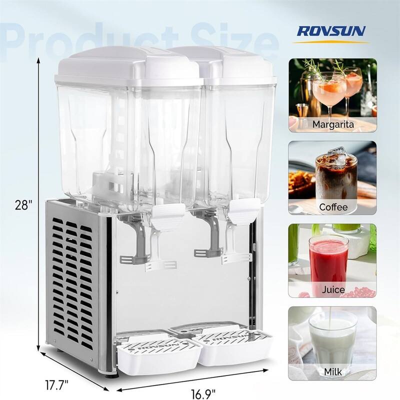 9.6 Gallon 110V 250W 2 Tanks Stainless Steel Beverage Dispenser With Thermostat Controller