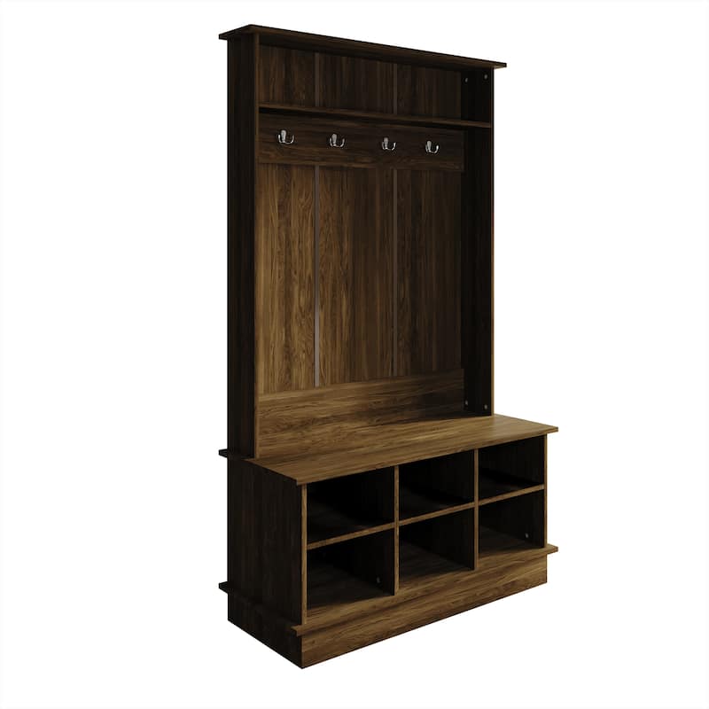 CraftPorch Modern and Contemporary Hall Tree with Storage - Brown