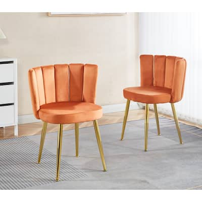 dining chair(set of 2 ) with iron tube golden color legs, velvet and comfortable backrest, suitable for dining room