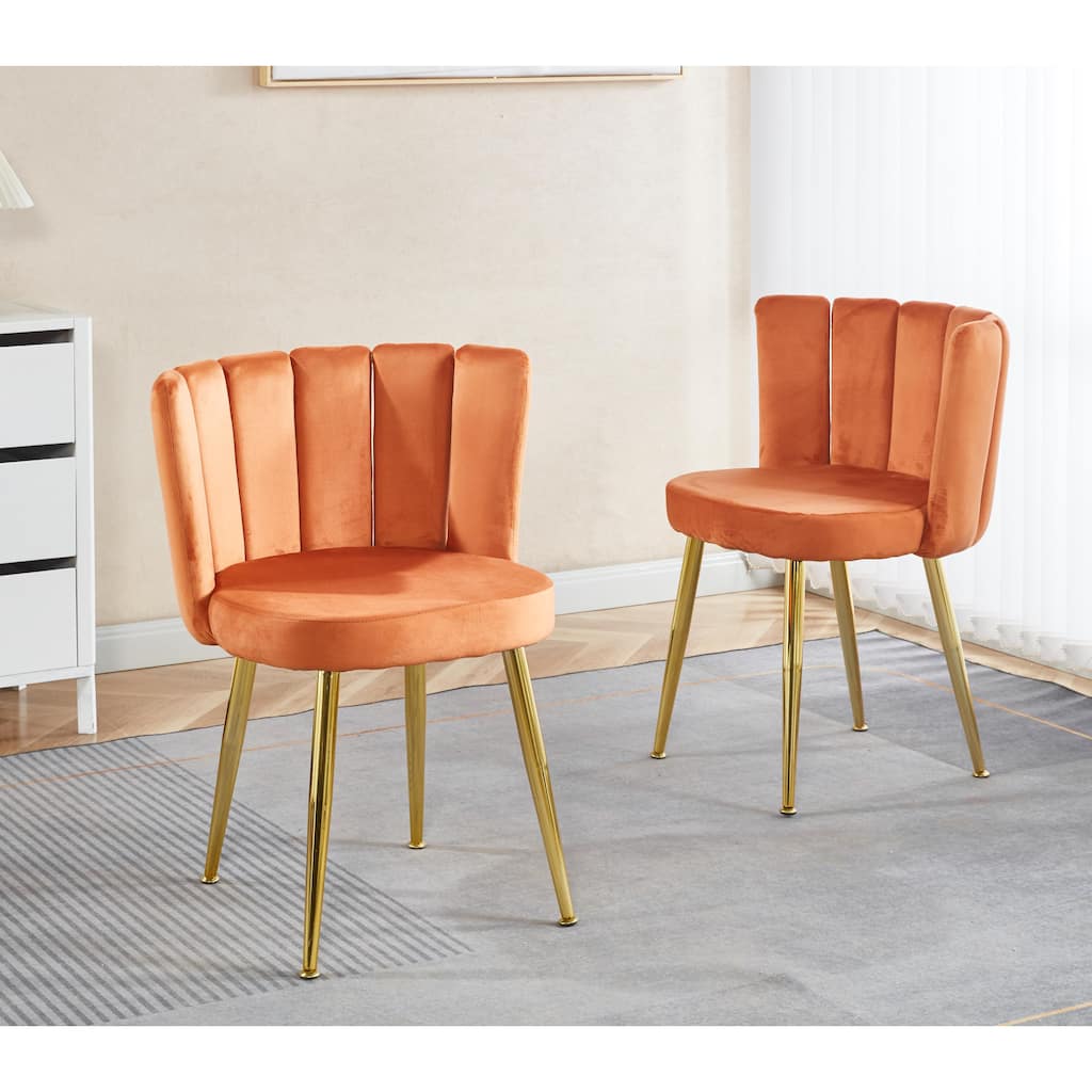 dining chair(set of 2 ) with iron tube golden color legs, velvet and comfortable backrest, suitable for dining room