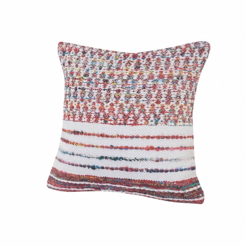 HomeRoots 20" X 20" Red Green Blue Yellow Orange And Pink Polyester Geometric Zippered Pillow