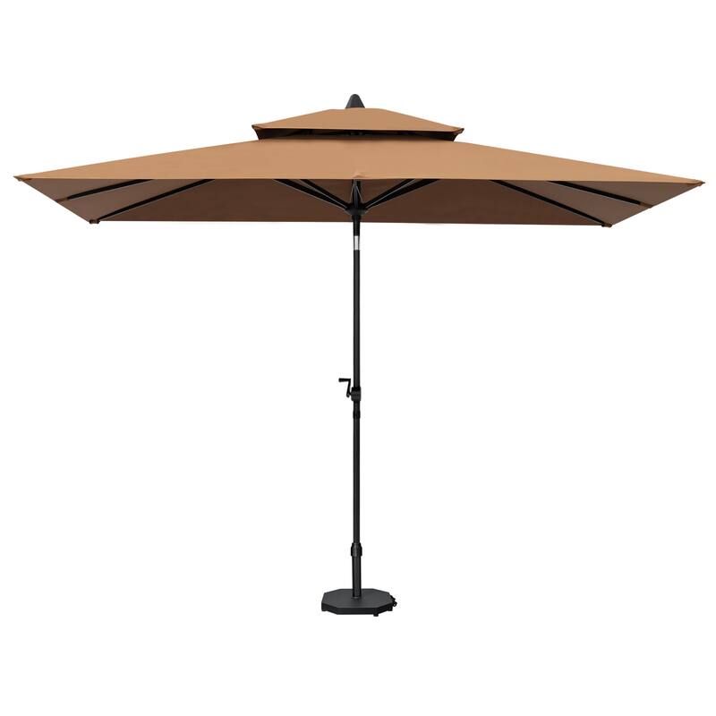 10 x 6.5 FT Double Top Patio Market Umbrella with Weighted Base with Wheels