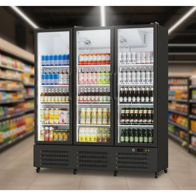 3 Glass Door Display Refrigerator, 39.8 Cu.Ft. - Black