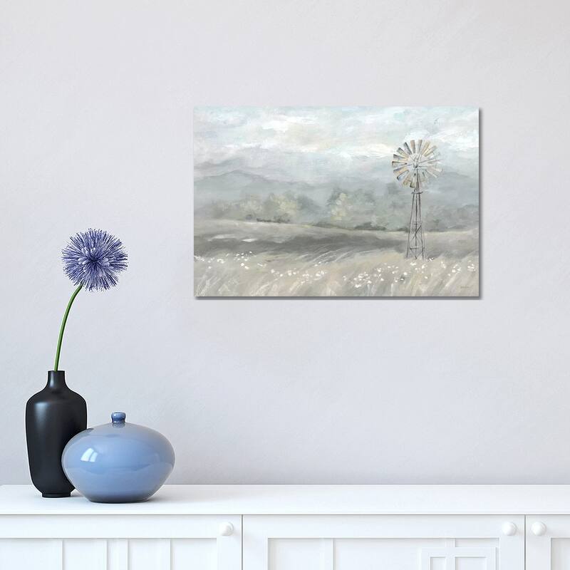 iCanvas "Country Meadow Windmill Landscape Neutral" by Cynthia Coulter Canvas Print - 12x18x1.5