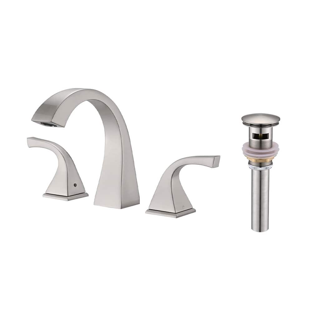 3 Hole 8 Inch Widespread Bathroom Sink Faucet Modern Bathroom Faucet with Pop Up Drain Vanity Tap with Two Handle