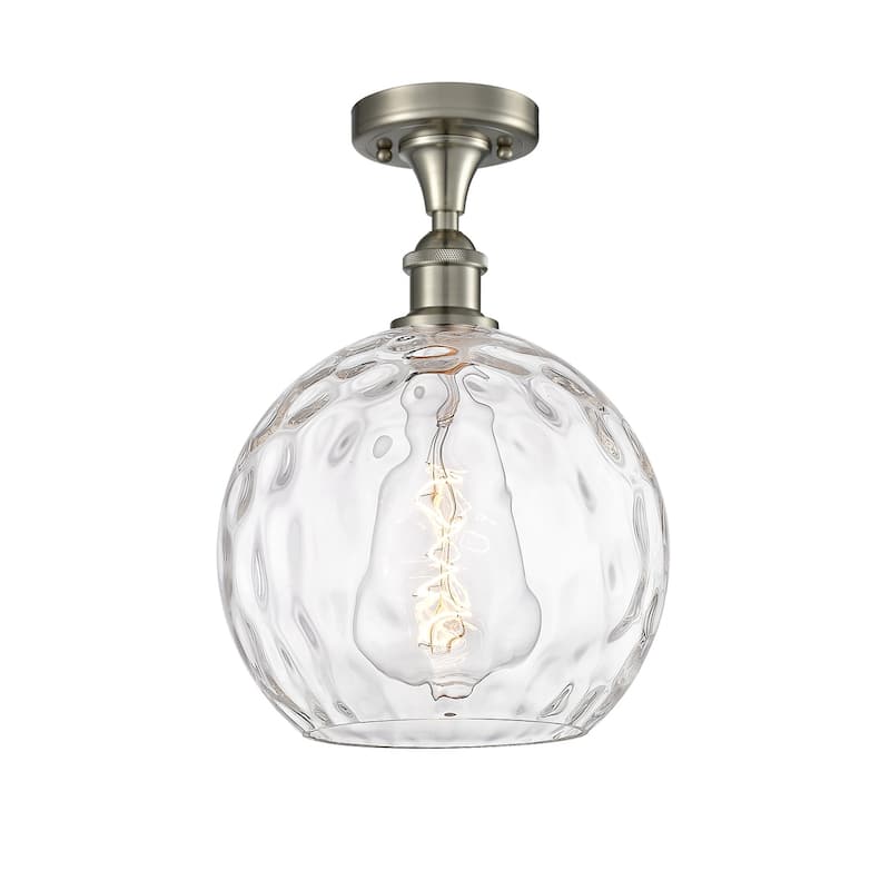 Innovations Lighting 516-1C-15-10 Athens Semi-Flush Athens 10" Wide - Brushed Satin Nickel / Clear Water Glass