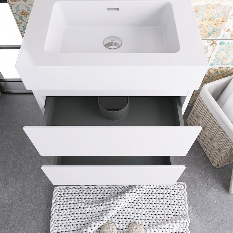 Floating Bathroom Vanity with Solid Surface Top