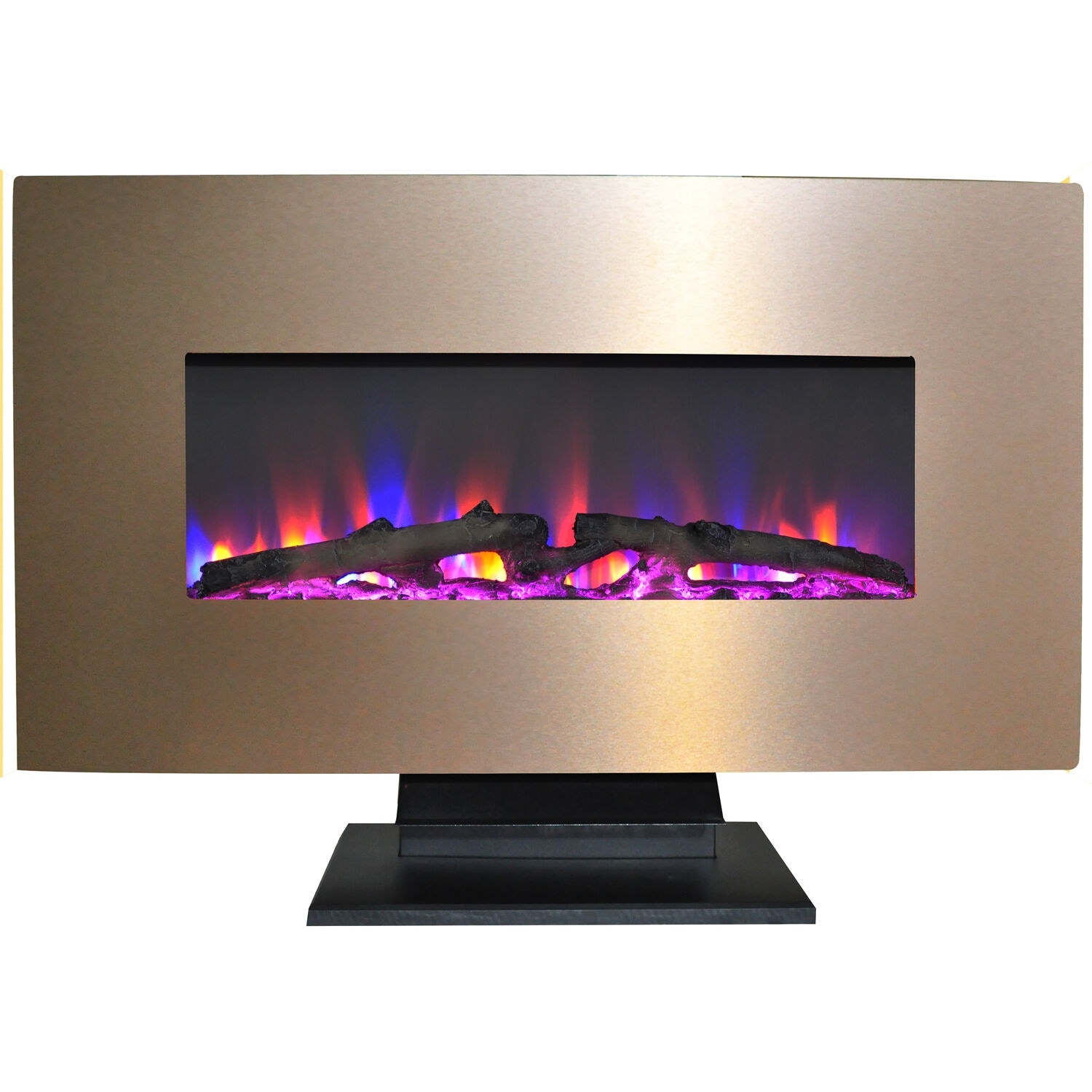 Hanover 36 In. Electric Fireplace with Multi-Color Log Display and Metallic Bronze Frame