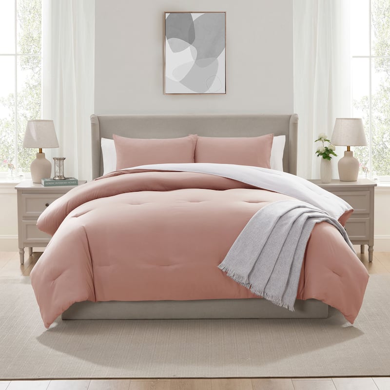 Empyrean Modern Reversible Comforter - Linen/ White - Full