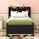 preview thumbnail 31 of 39, Twin Bed with USB, Type-C Ports, LED Lights & Trundle - Bookcase Headboard
