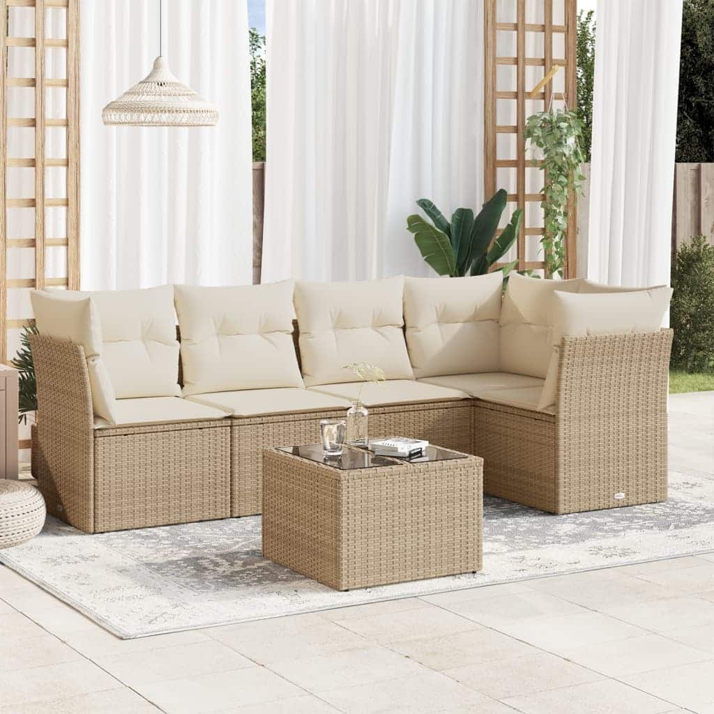 vidaXL Garden Sofa Set Beige, Cream white - 21.7 x 21.7 x 14.6