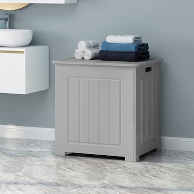 Roomfitters Freestanding Bathroom Storage Hamper with Lift-Top Lid and Side Handles, Moisture-Resistant Organizer, Gray