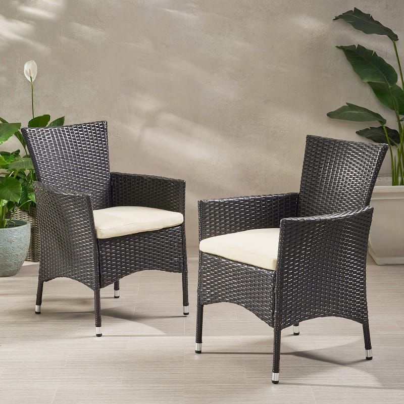 Set of 2 Clementine Outdoor Multibrown PE Wicker Dining Chairs for Dining Room,Kitchen