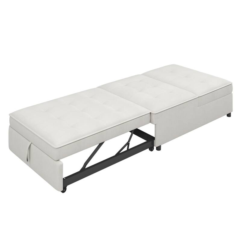 72.5" Linen 4-in-1 3-Seater Sleeper Sofa with 5-Level Adjustable Backrest And Storage Pocket