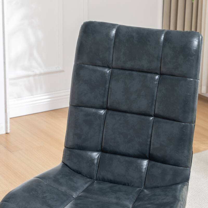 Faux Leather Tufted Swivel Accent Chair, Adjustable Height
