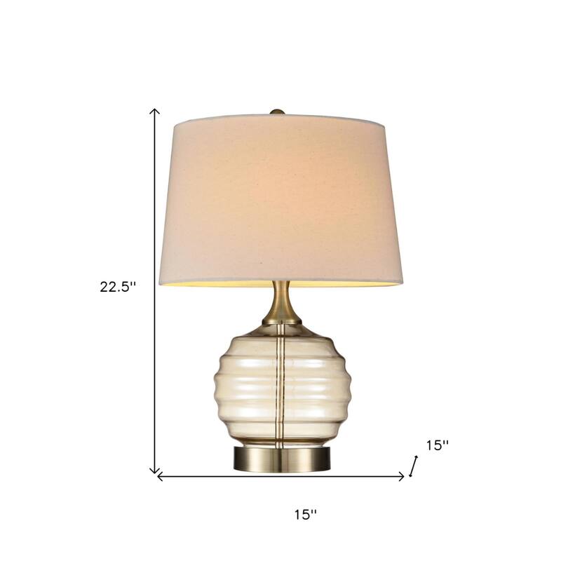23" Contemporary Bedside Table Lamp with Empire Linen Shade and Glass Base Rotary Switch Plug-In - 22.5"H x 15"W x 15"D