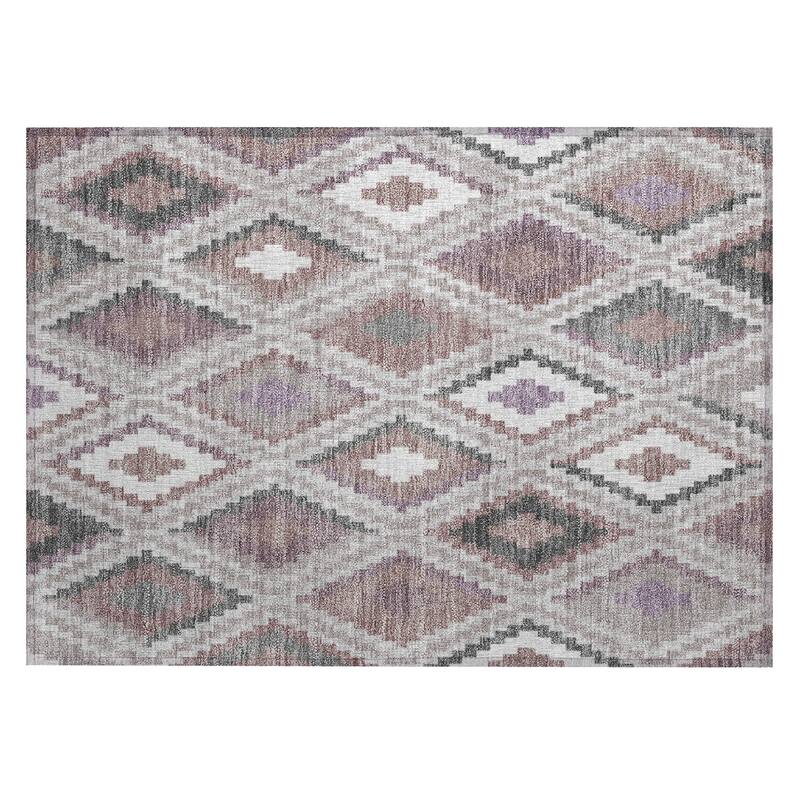 Machine Washable Indoor/ Outdoor Global Geo Chantille Rug