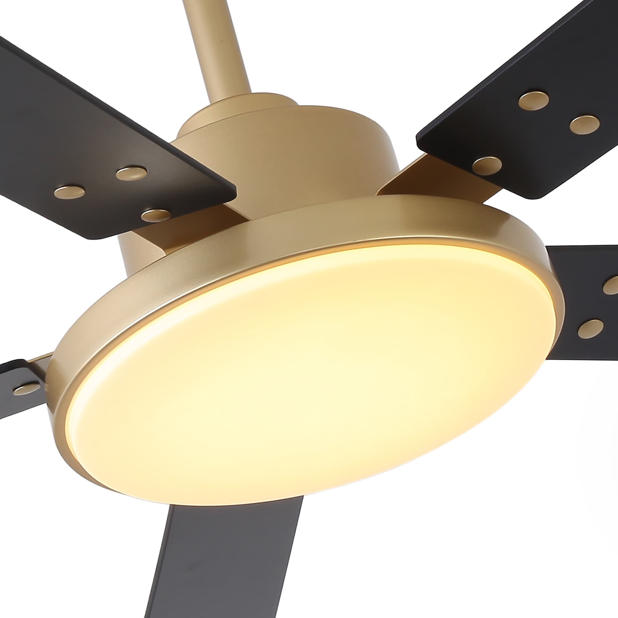 52" Antique Brass Wooden 5-Blade Modern Smart Ceiling Fan with Light and Remote, APP Control