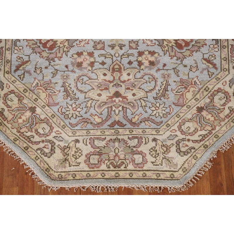 Heriz Serapi Oriental Octagon Rug Handmade Wool Carpet - 6'0"x 5'10"