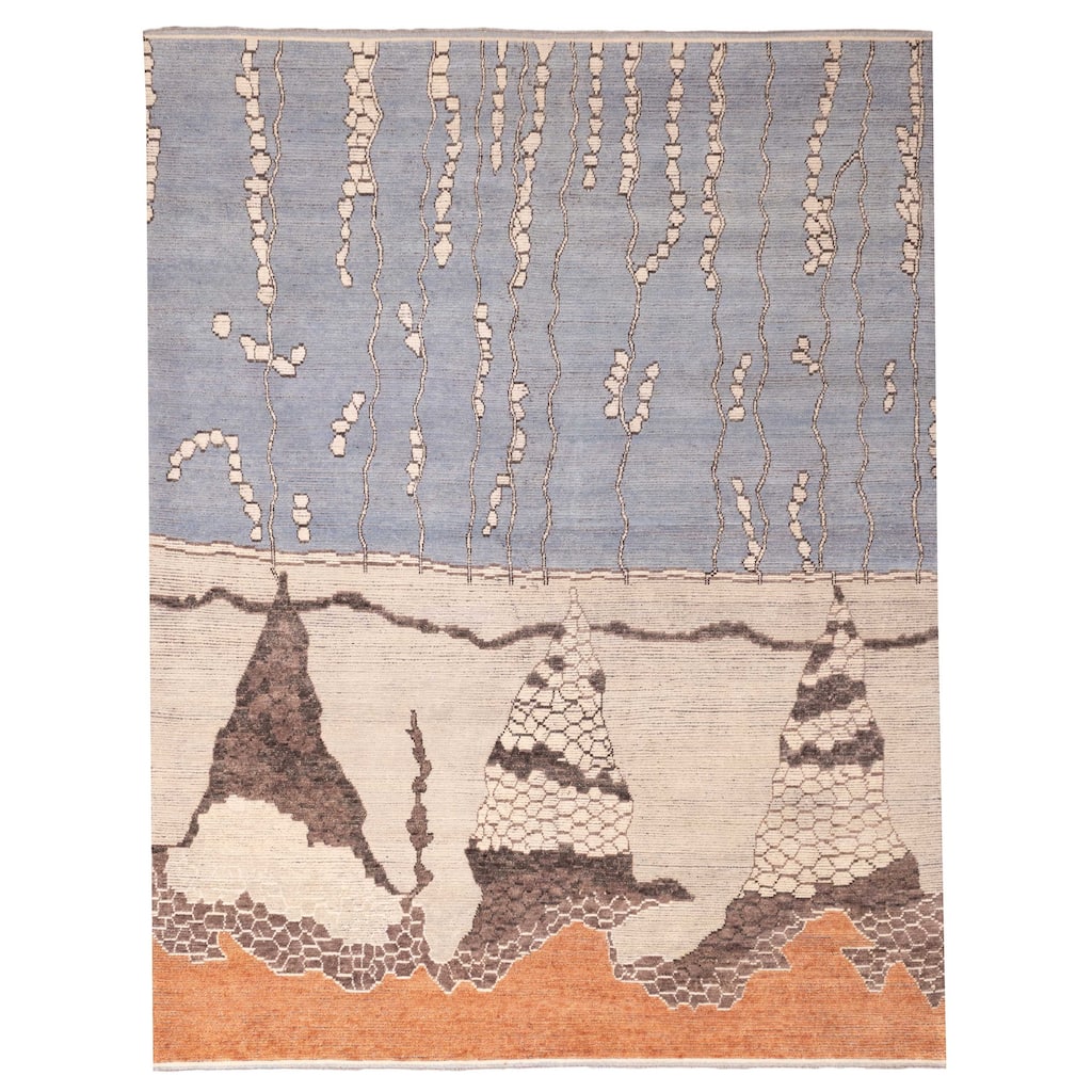 ECARPETGALLERY Hand-knotted Pak Finest Marrakesh Light Denim Blue Wool Rug - 9'5 x 12'1