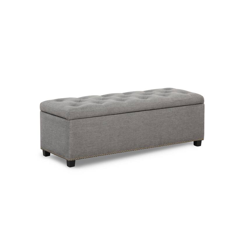 DH Basic Modern Brian 48-inch Rectangular Linen Storage Ottoman Bench by Denhour