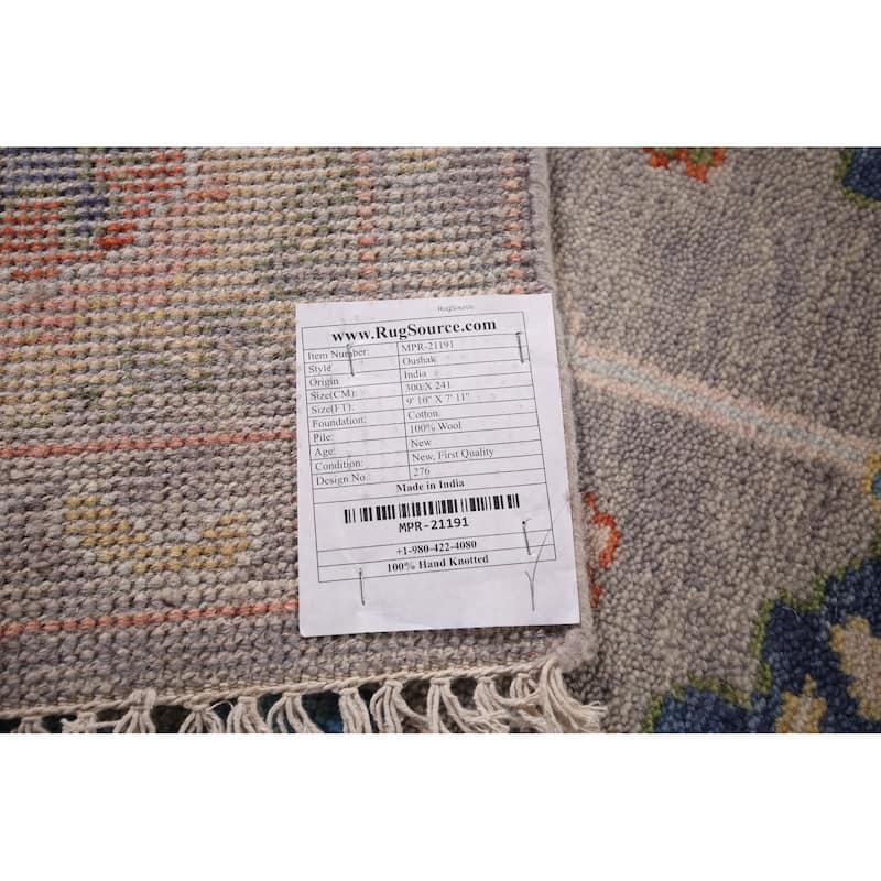 All-Over Floral Oushak Oriental Area Rug Hand-Knotted Wool Carpet - 7'11"x 9'10"