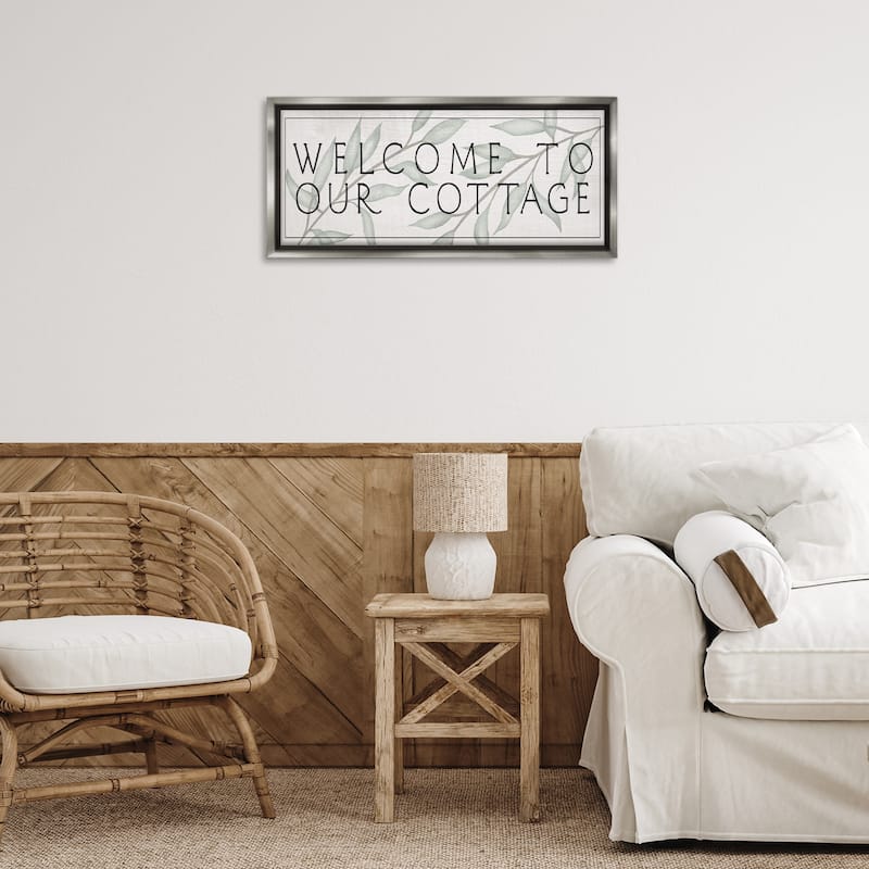 Stupell Rustic Cottage Welcome Framed Floater Canvas Wall Art Design By Lil' Rue