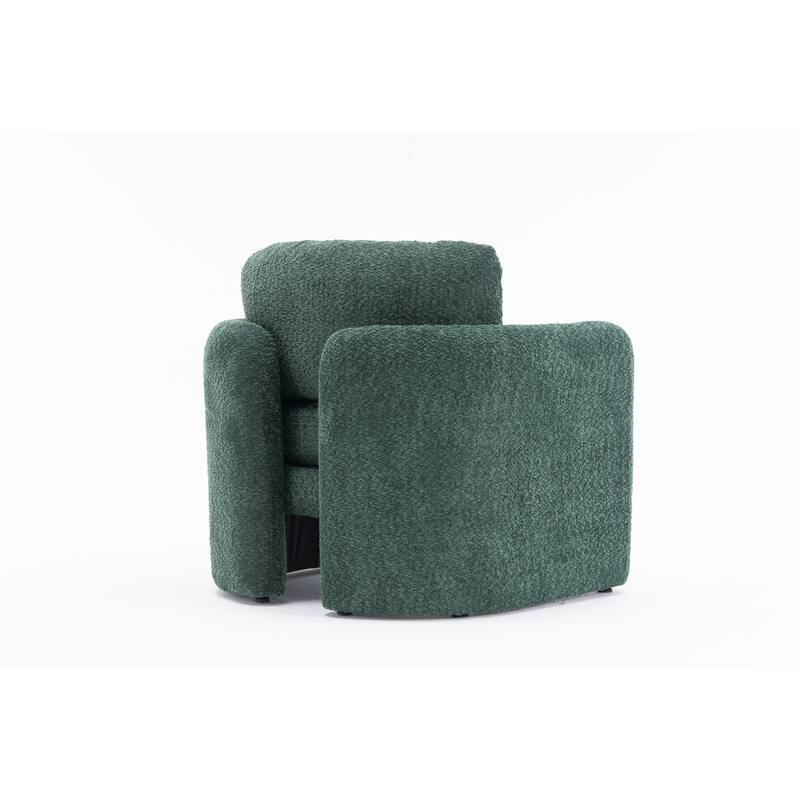 Chenille Round Corner Accent Chairs with Ergonomic Support and Tool-Free Assembly