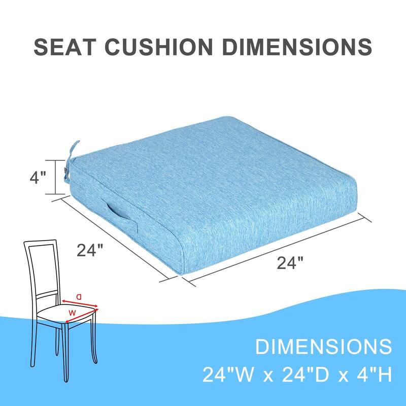 Aoodor Patio Chair Cushions Set of 2, Water Resistant Outdoor Seat Cushions with Handle and Ties, Square Corner Cushions